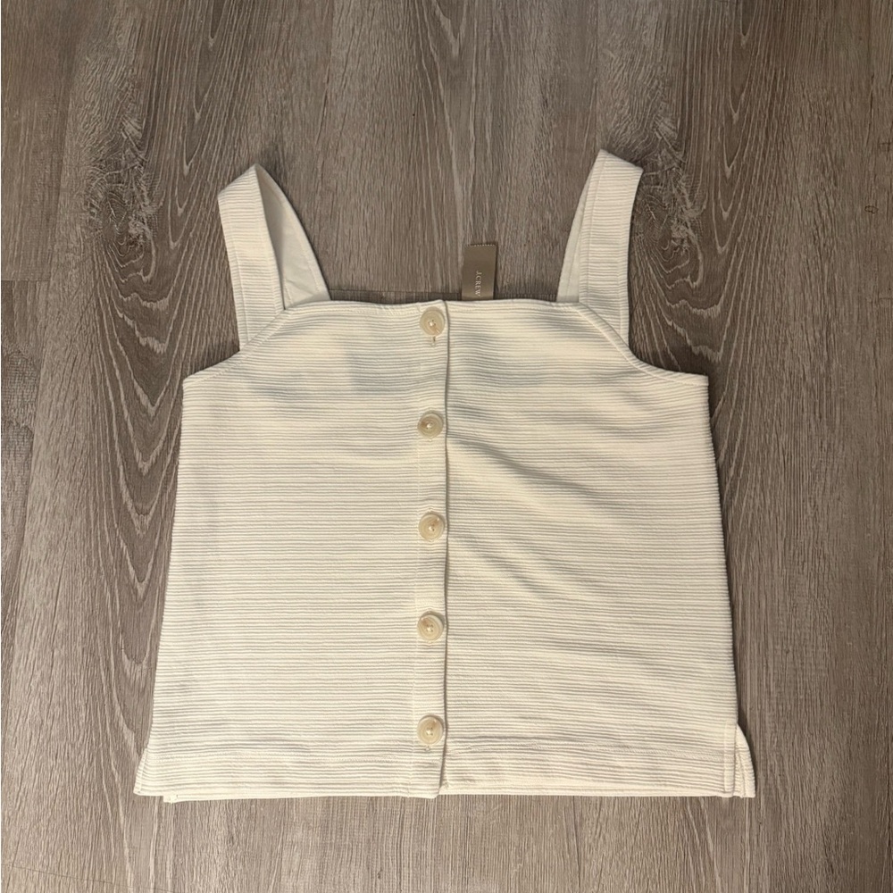 J. Crew Textured Button Front Tank - Cream